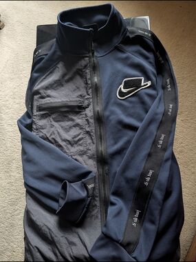 Nike Navy and Black Track SUIT Jacket with Chest Zip Pocket